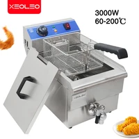 XEOLEO 10L  Commercial Electric Deep Fryer Stainless Steel French Single Tank Household Frying Machine Chips/Chicken Processor 1