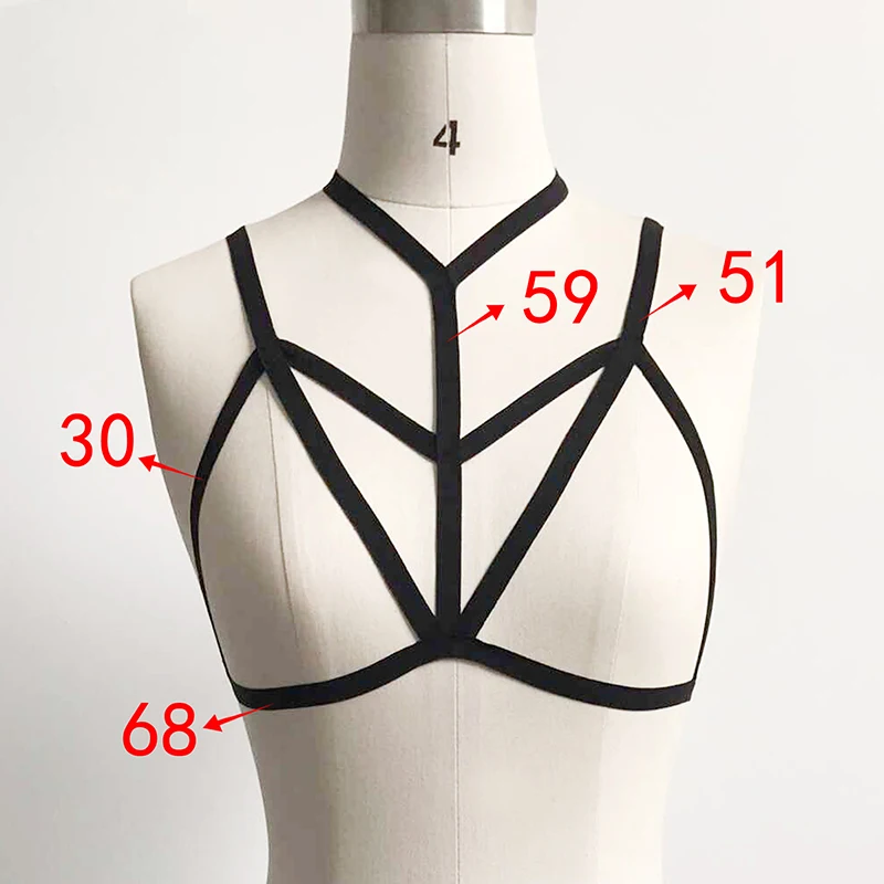 Sexy Women Ladies Harness Bra Choker Elastic Strappy Bras Fashion Lingerie Punk Halter Hollow Out Cage Crop Top Bustier Tops