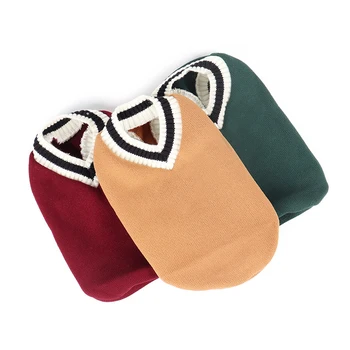 

Pet Autumn Winter Vest Warm Knitted Cotton Vest Sweater College Style V-Neck Pet Clothes for Dog Cat FPing