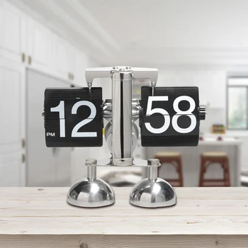 

Stainless Steel Retro Flip Small Balance Automatic Page Flip Desk Clock Creative Fashion Clock Desktop Ornaments