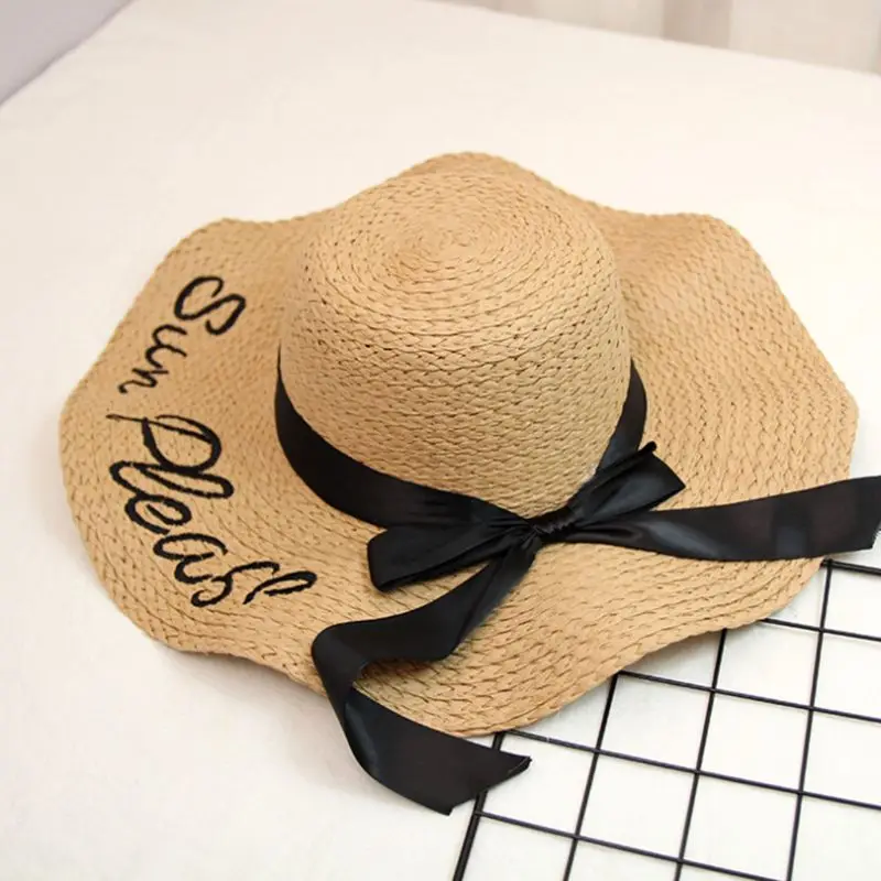 Летняя вышивка с буквами Ins соломенные шляпы с монограммой для женщин художественный универсальный солнцезащитный козырек LX9E - Цвет: 3