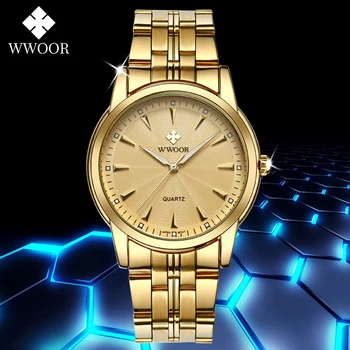 

WWOOR 2020 Men Watches Top Brand Luxury Golden Quartz Clock Men Full Steel Waterproof Sport Wristwatch Relogio Masculino dourado