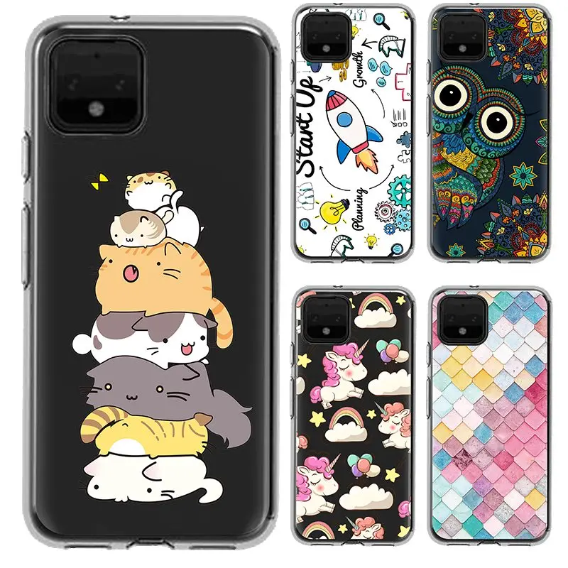 Anti-knock Back Phone Cover For Google Pixel 4 Colorful Painted Silicone Design TPU Fashionable back | Мобильные телефоны и