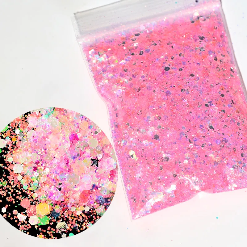 50g/bag 2020 Fine Star/Heart Glitter Mix (Blue & Pink available)  Glitter/ pink glitter mix/ heart glitter/ star glitter,MKR1434