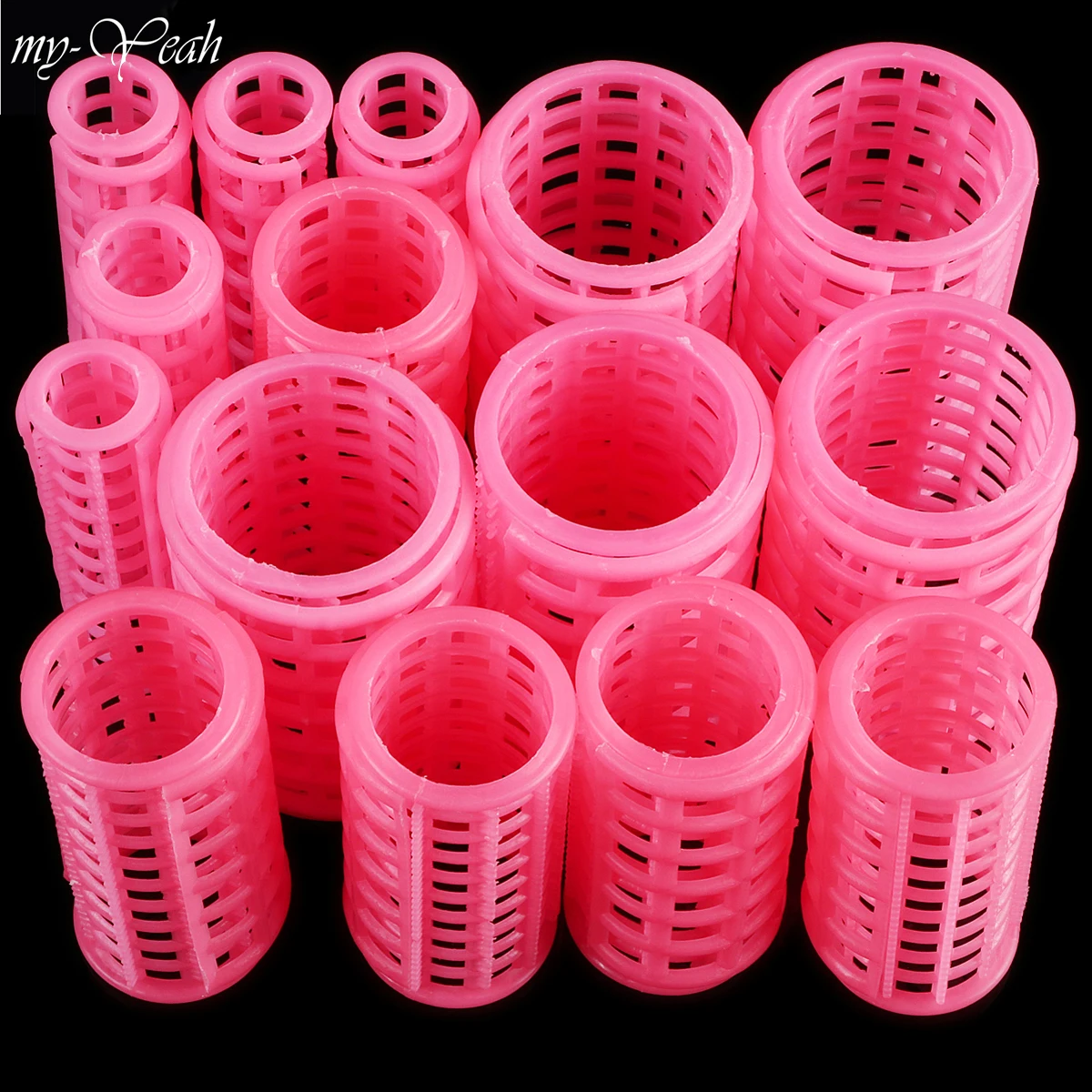 15pcs/Set Pink Plastic Large Grip Hairdressing Hair Roll Roller Curlers  Salon Home Use DIY Curling Curler Rollers Styling Tools|plastic hair curler  rollers|hair rollers largediy hair rollers - AliExpress