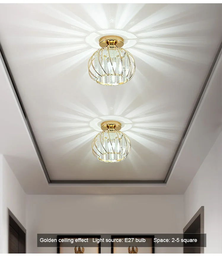 Luzes do Corredor Luz de Teto Estilo Nórdico Personalizado Criativo Luz Entrada Cristal Luzes Varanda Lâmpada Led 5 Luminária de teto de led estilo nórdico