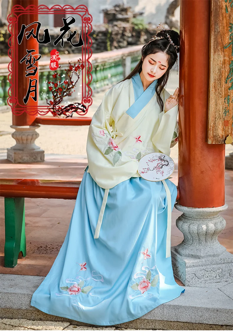 Женский Hanfu Традиционный китайский древний народный танцевальный костюм праздничный наряд Мин Цин вышивка принцесса фея платье набор DL4993