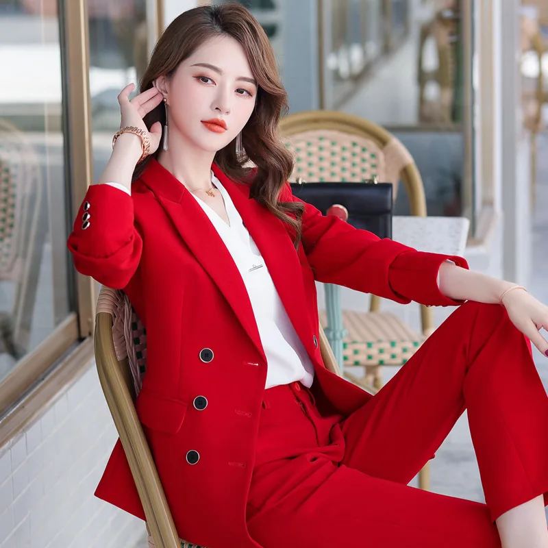 Asymmetric Solid Color Suit Women's Suit Lacing Up Waist Korean Fashion  Host Temperament High-end Professional Suit Two-piece - Pant Suits -  AliExpress