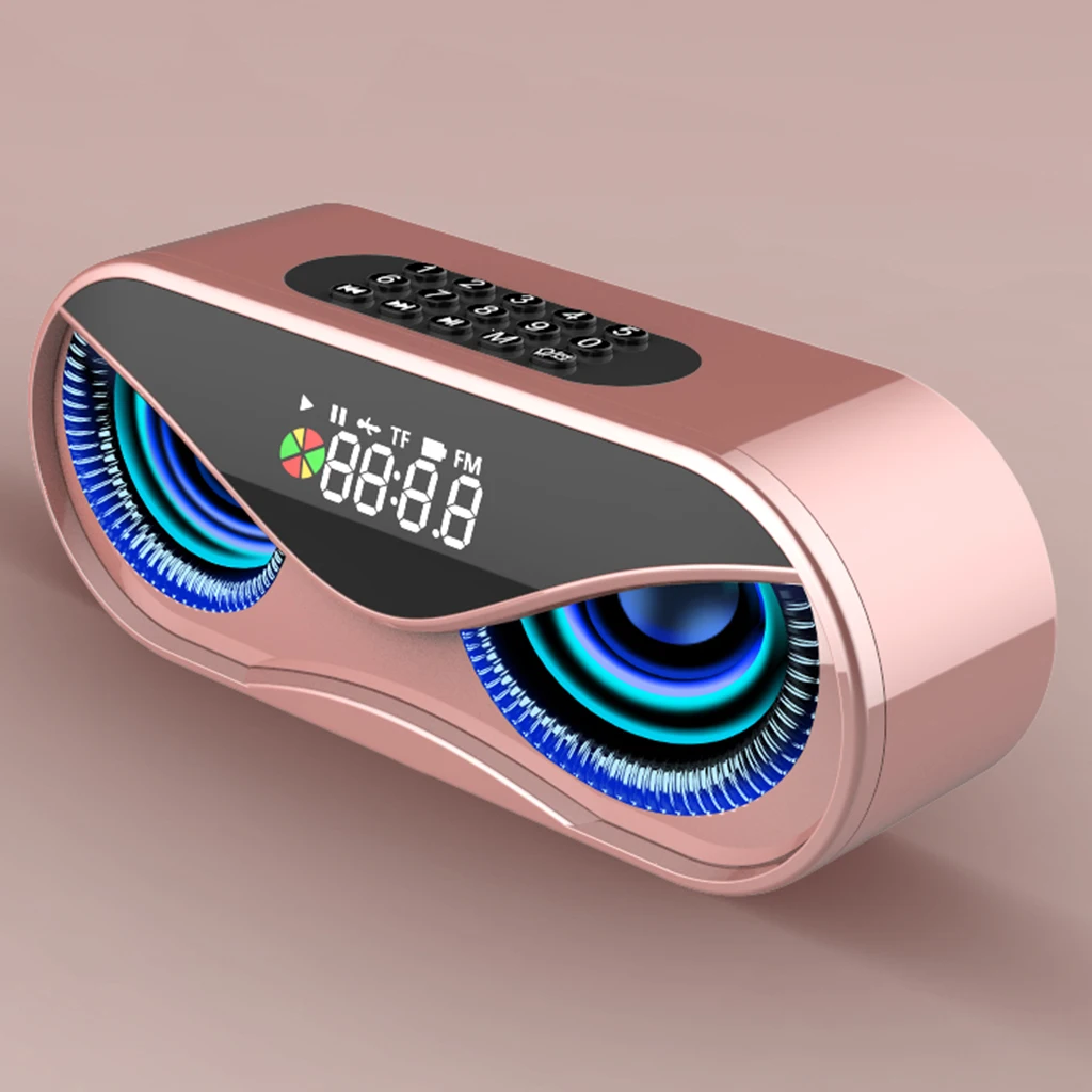 Bluetooth5.0 Multi-functional Wireless Speaker Outdoor Handfree Call Portable Multifunction Speaker with FM Radio Clock TF Card