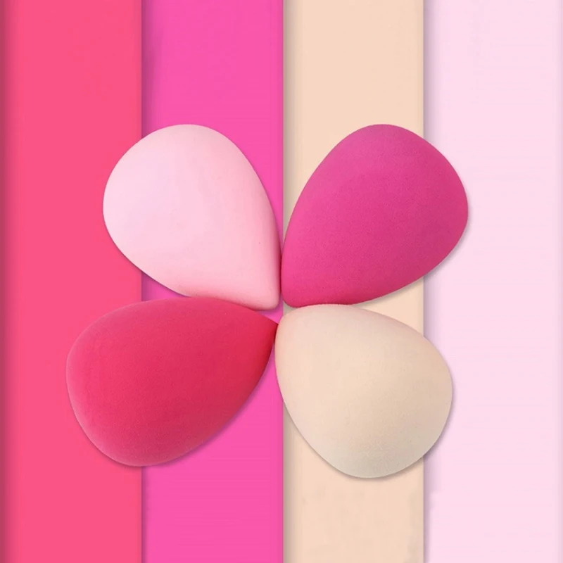 

1pc 6 color water drop puff makeup sponge foundation stamp with handle hydrophilic wet and dry cotton makeup tools