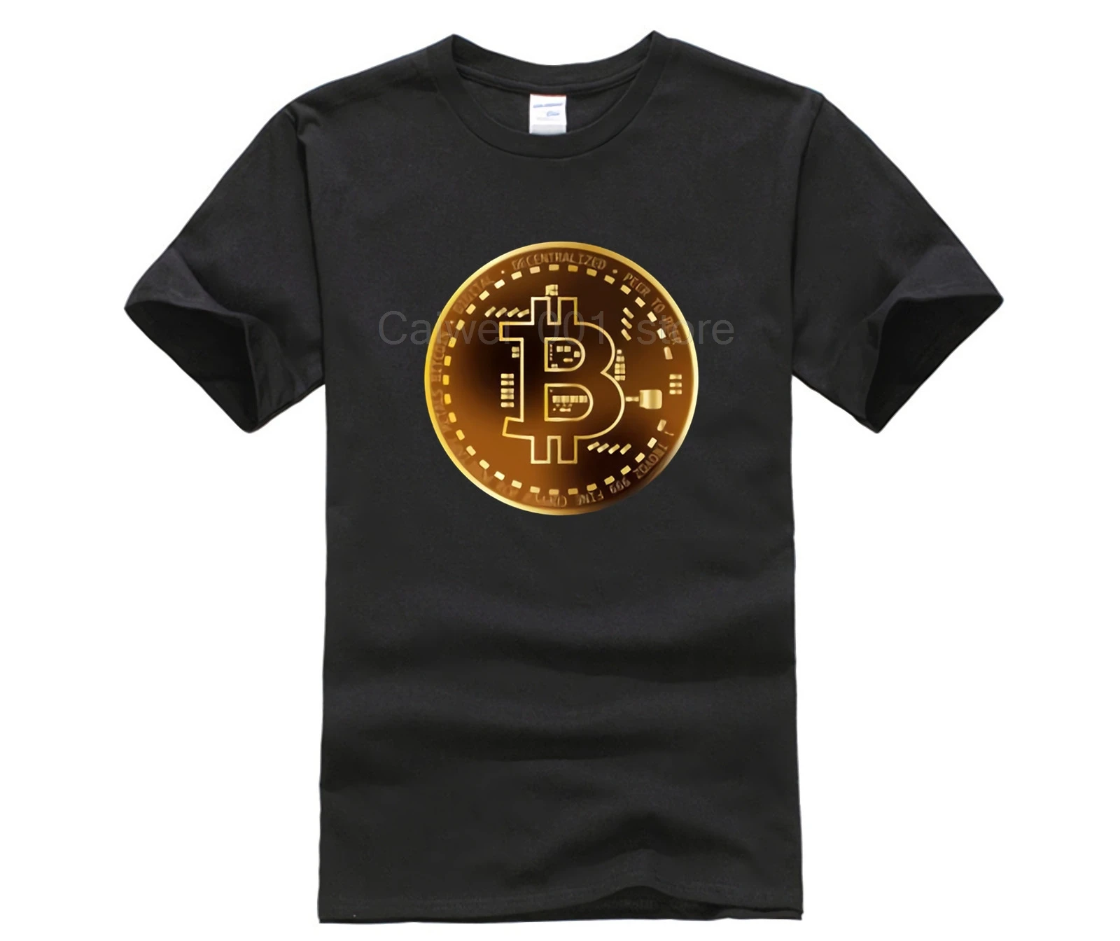 Модная креативная графическая модная летняя мужская футболка bitcoin Золотая