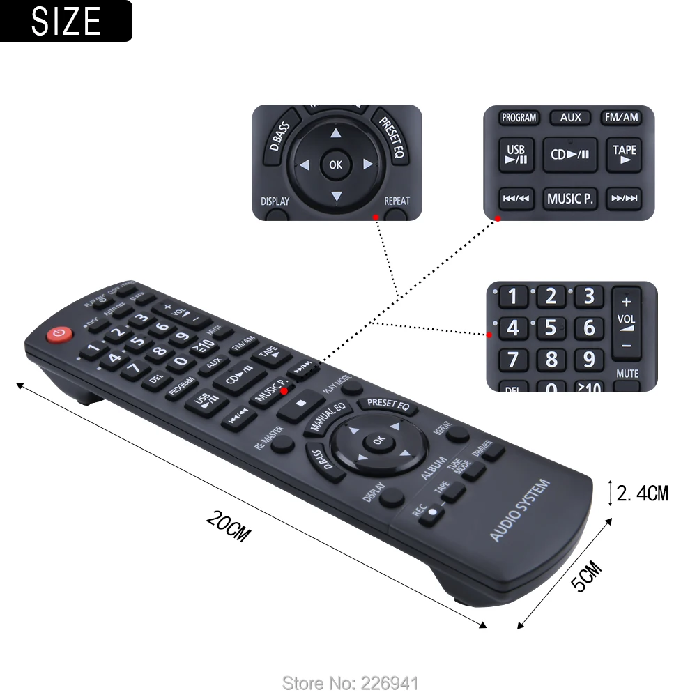 Controle Remoto para Panasonic Compact cd Stereo Audio System Sa-pm24ga-k Sa-pm24gn-k Sa-pm24pn-k Sc-pm5 Sc-pm24 N2qayb000387 - Image 5