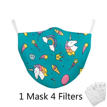 

4Pcs filter Flower Print Face Mask For Women Protective PM2.5 Dust Mouth Mask Washable Reusable Mouth Cover Fashion Fabric Masks