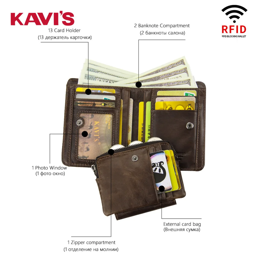 Защита RFID, натуральная кожа, винтажные мужские кошельки, Crazy Horse, на молнии, кошелек для монет, пластиковый, для банковских карт, ID, чехол, держатель для мужчин