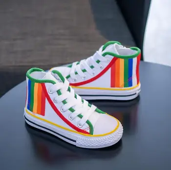 

Spring Autumn High Top Sneakers Girl Child Shoes rainbow Colors Toddler Boy Sneakers Baby Kids Canvas Star Sneakers Shoes For Ki