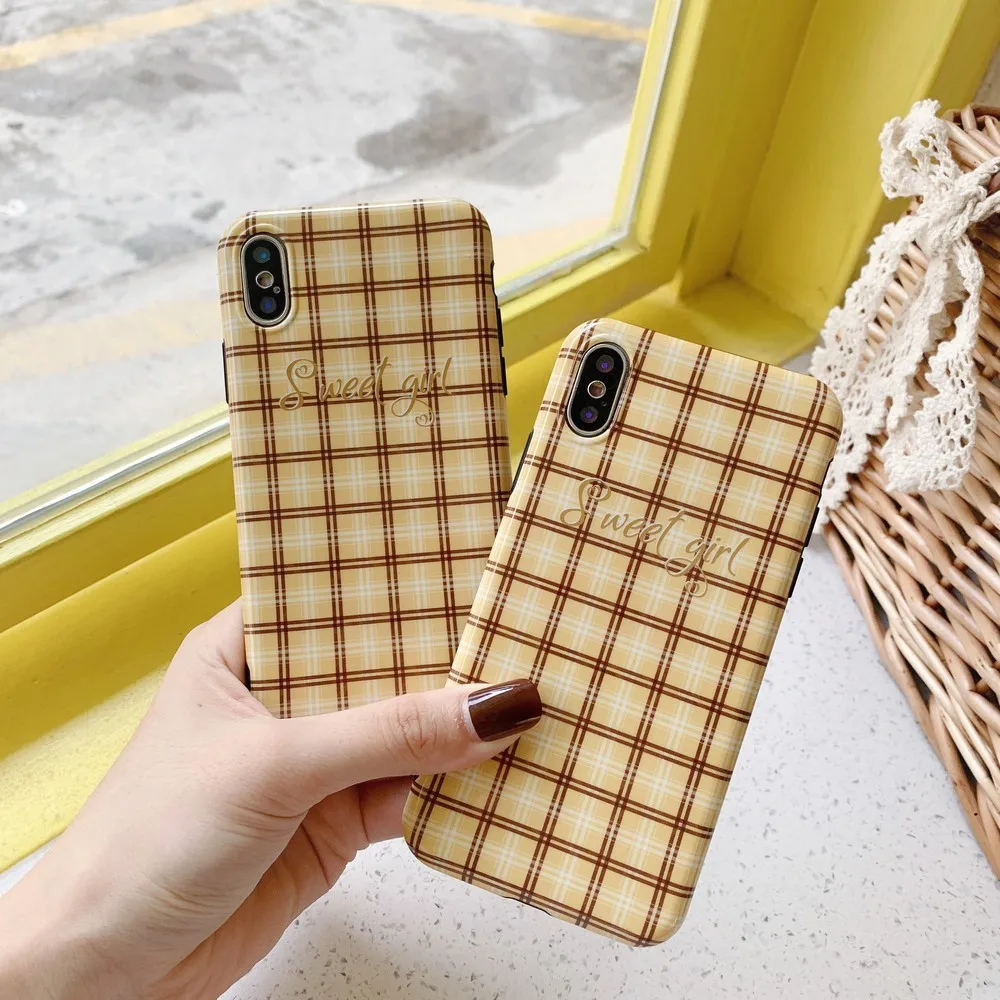 

soft shell For iPhone 11 Pro Max XR XS Max XS 7 8 Plus wind yellow grid