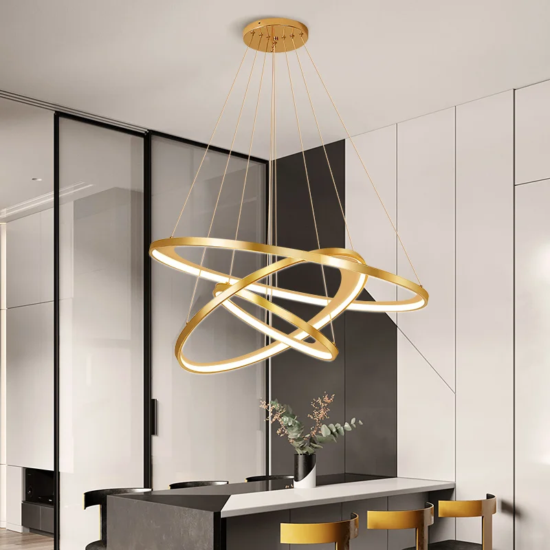 

Brushed Gold Color Modern LED Chandelier For Living room Bedroom Dining Room Hanging Chandelier Indoor Lighting Luminares