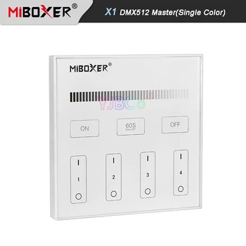 

Miboxer X1 DMX512 Master Single Color AC100~240V Touch Panel 4-Zone DMX512 + 2.4G Wireless Tempered Glass Wall Switch Remote