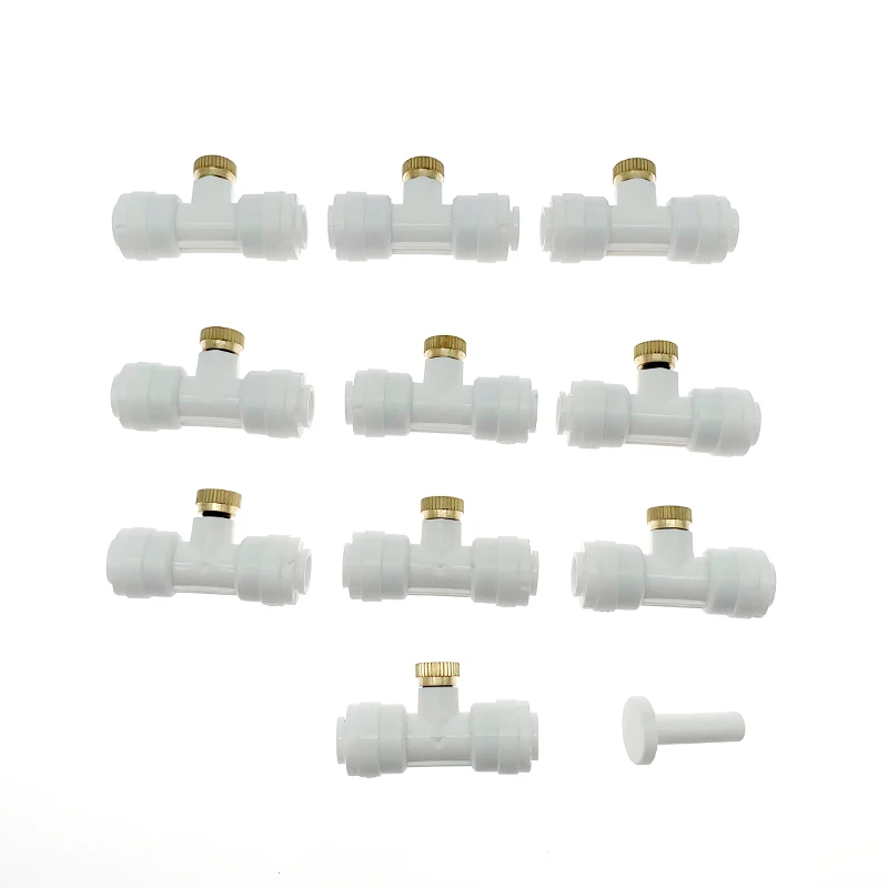 Outdoor Mist Tee Nozzle Water Misting Mister Nozzle Misting Nozzles Kit With Thread 10/24 UNC Tees 10Pcs and 0.4mm Orifi misting nozzles spray nozzle garden spray nozzle