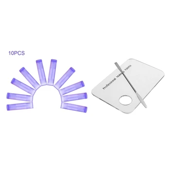 

10Pcs Purple Lipstick Empty Tube DIY Lipstick Tube & 1 Pcs Women Acrylic Transparent Nail Art Palette Pallet Tool