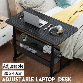

Bedside Lifting Computer Laptop Table Movable 60-90CM Height Adjustable Wood Steel Frame Modern Simple Laptop Table Desk 80X40cm