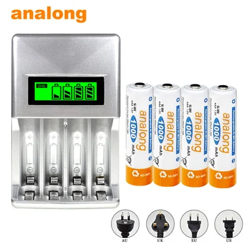 

aaa battery charger 4 slots charger for aa aaa nimh nicd 1.2v rechargeable battery with 4pcs 1000mah aaa battery