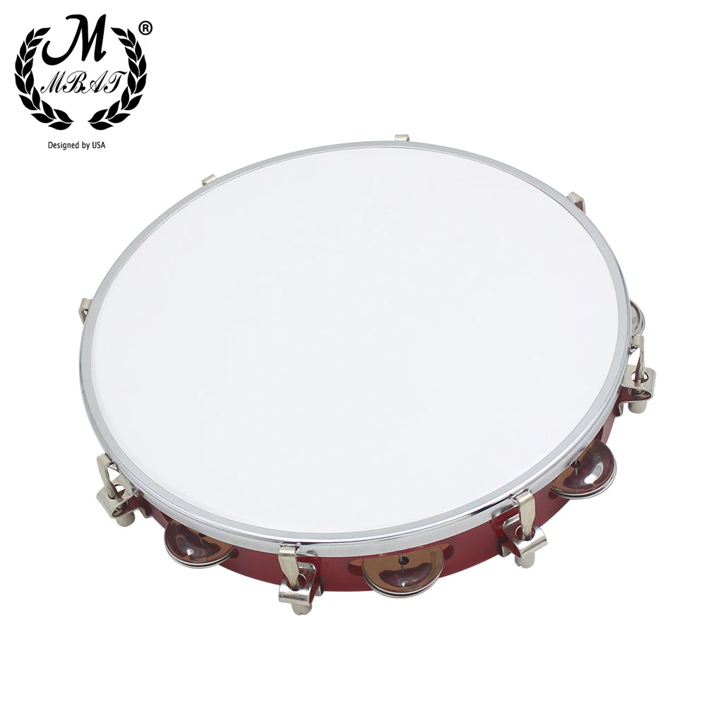 M MBAT Adjustable Tambourine Percussion Instrument Red Hand Drum With Jingle Bells Kids Music Gifts Children's Educational Toys