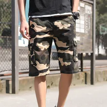 Мужские повседневные спортивные шорты, камуфляжные свободные шорты с карманами для лета, пляжа, бега, BHD2