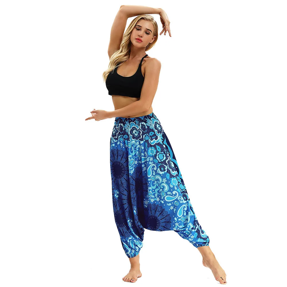 Leggings Sport Women Fitness Casual Summer Loose Yoga Trousers Baggy Boho Aladdin Jumpsuit Harem Pants Elastic Waist Yoga Pants