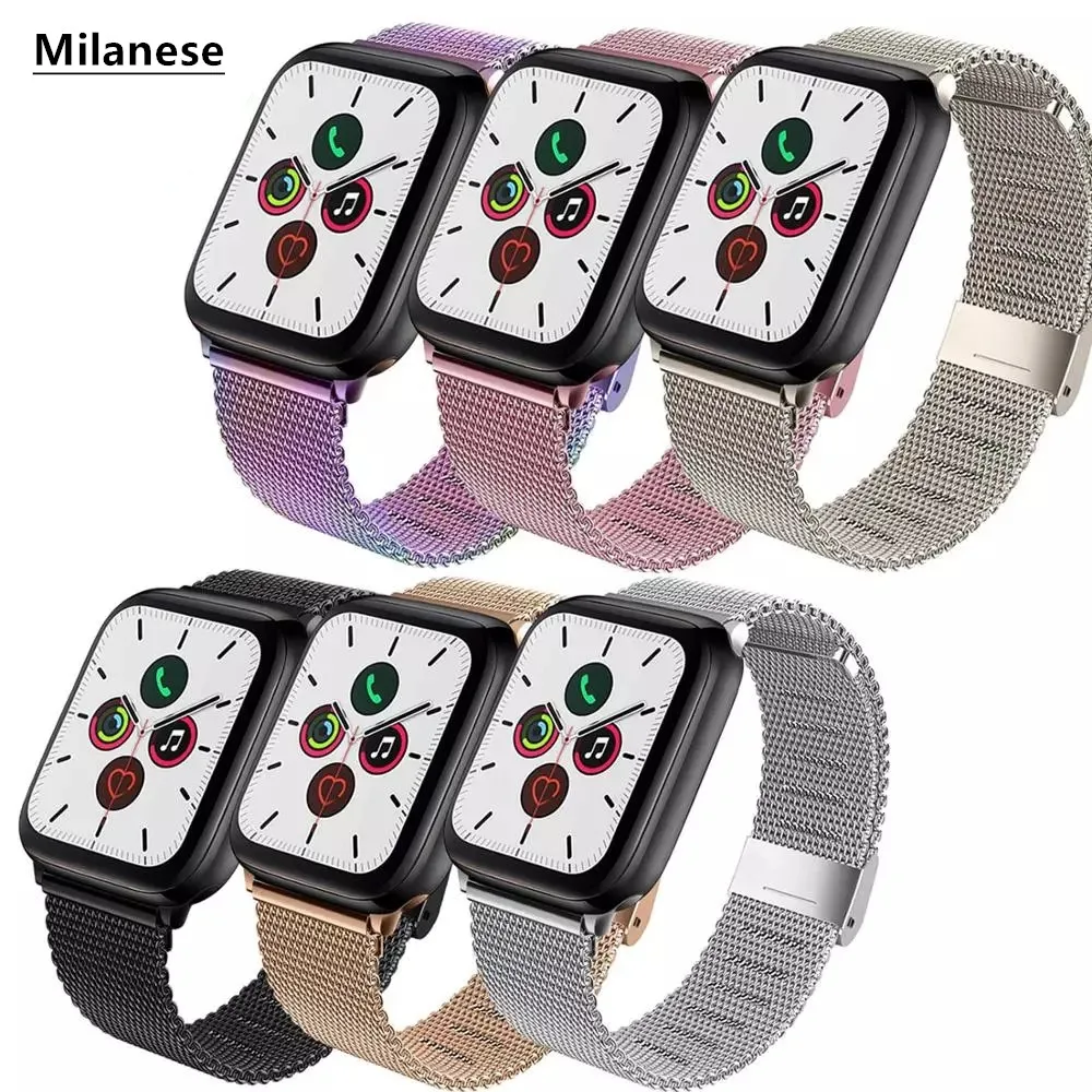 Ремешок Миланская петля для Apple Watch band 44 мм 38 42 40 браслет из нержавеющей стали