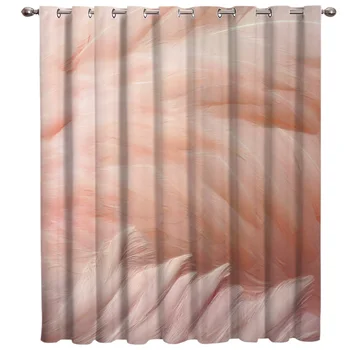 

Pink Flamingo Feathers Delicate Soft Background Window Treatment Hardware Sets Curtain
