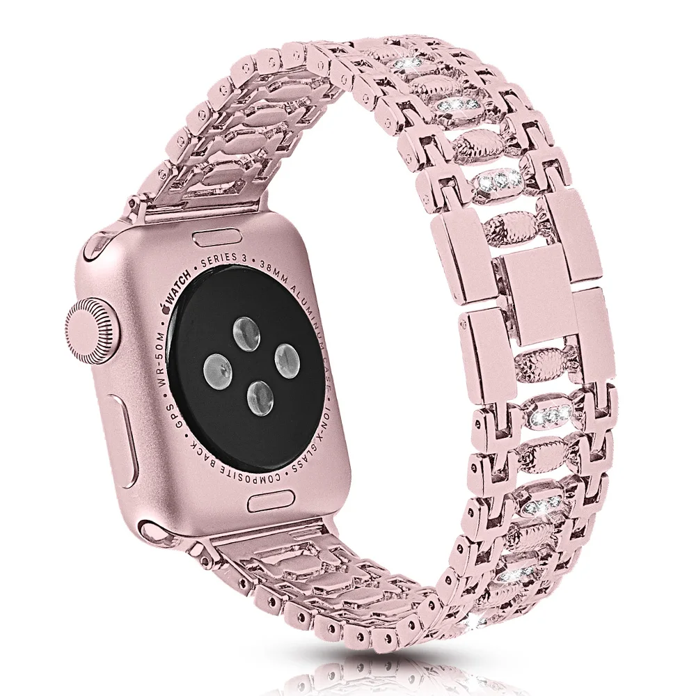 Новый дизайн женский Алмазный металлический браслет для Apple Watch SE Band Series 6 5 4 3 2