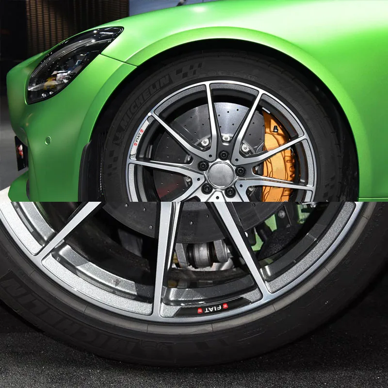 4Pcs Fashion Car Sticker Sports Font Car Body Sticker Auto Door Rims Wheel Hub Decal  For Fiat Viaggio Abarth Punto 124 125 500