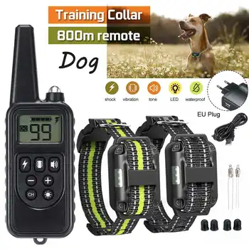 

800m Electric Dog Training Collar Pet Remote Control Waterproof Rechargeable with LCD Display for All Size Shock Vibration Sound