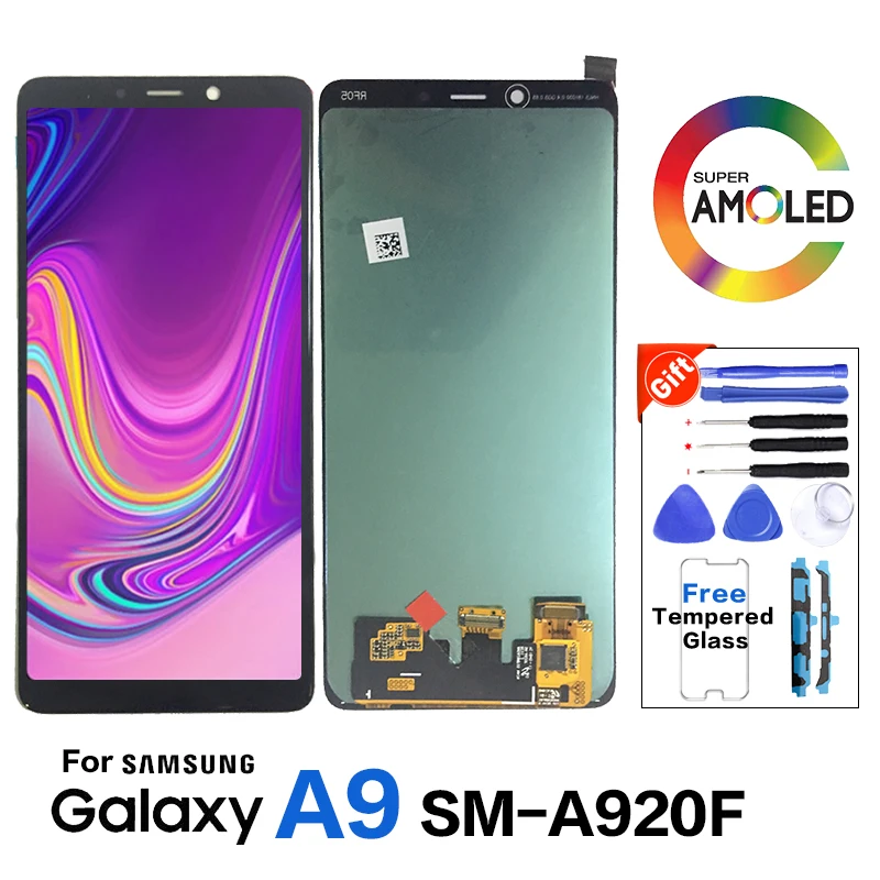 Супер Amoled lcd 6," экран для samsung A9 A920 ЖК-дисплей в сборе сенсорный экран дигитайзер samsung Galaxy A9 A920F