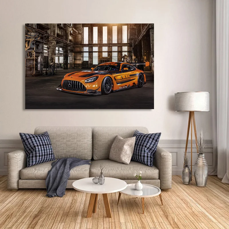 Современные художественные декоративные картины A M G GT3 Оранжевый металлик суперкар настенная Картина на холсте плакаты и принты Декор для гостиной