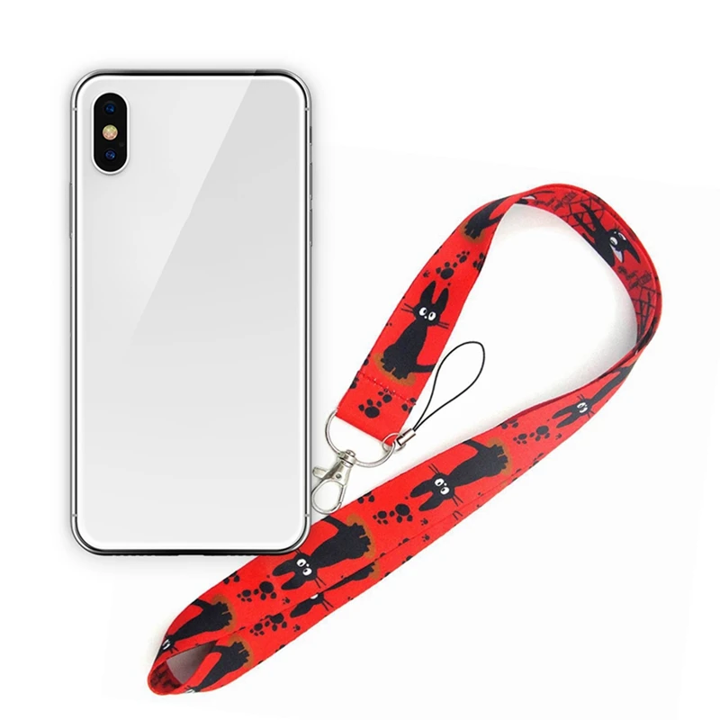 Служба доставки Kiki Черный Кот Красный Шейный ремень ремешки КЛЮЧИ ID карта ремешок для мобильного телефона USB держатель для бейджа Веревка Брелок