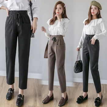 

Women Pant Winter Thick Lambskin Cashmere Pants Warm Female Casual Pants Loose Harlan Pants Long Trousers Plus Size Xl