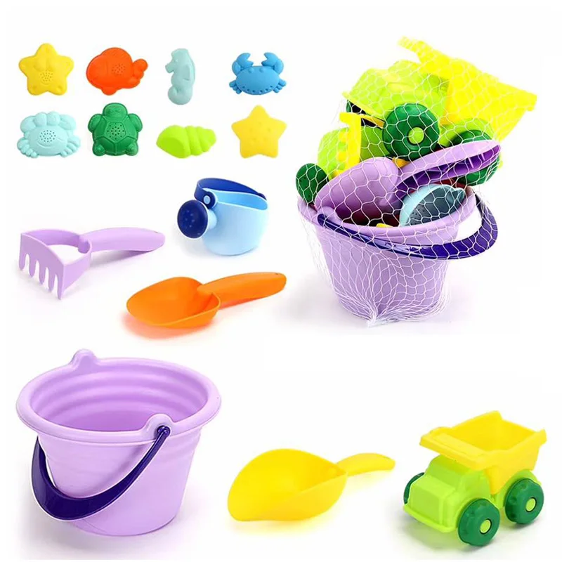 Summer Silicone Soft Baby Beach Toys Children'S Mesh Bag Bath Toy Set
