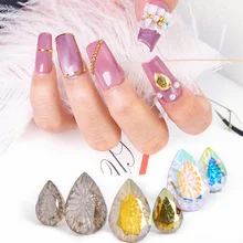 

6x10mm 9x14mm Water Drop Shaped Relief Series 10Pcs Christmas Nail Metal Parts Glitter Crystal Rhinestones For Nails Decoration