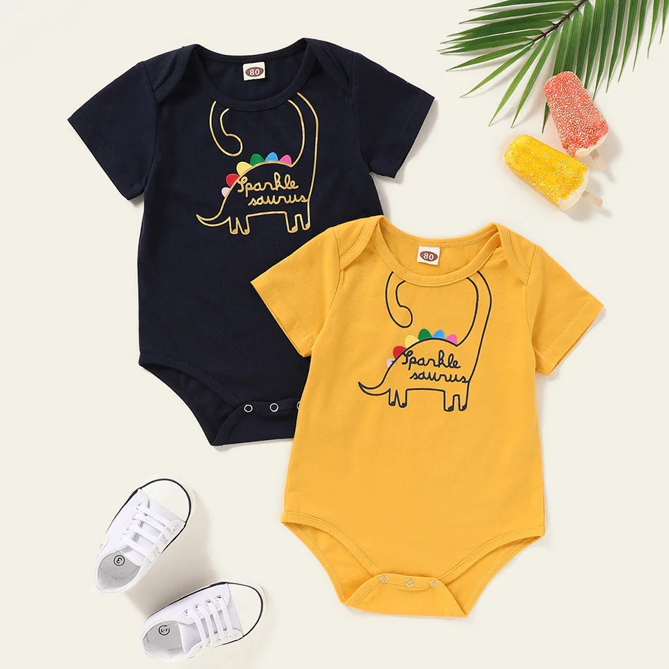 Sixcup Romper Suits Baby Girl for 0-24 Month Newborn Infant Short Sleeve Cartoon Animal 100% Cotton Spft Jumpsuit Playsuit Outfits Romper Climbing Clothes Clothing 