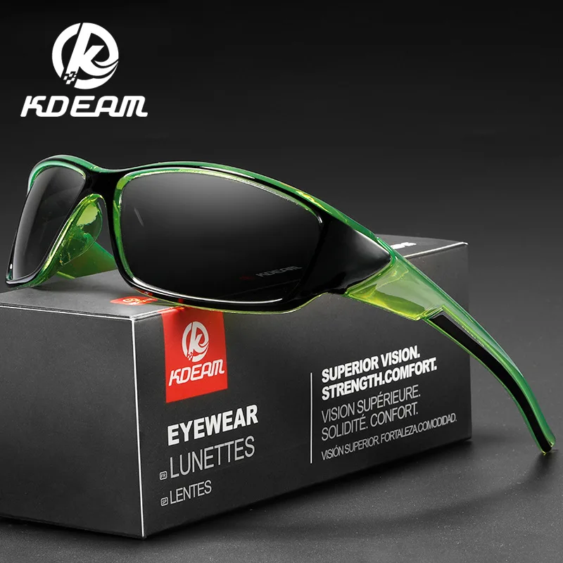 KDEAM Brand Fishing Glasses Outdoor Sport Sunglasses for Men PC Frame HD Lens Polarized UV400 Eye Glasses Climbing Sun Glassess