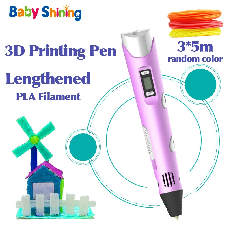 

Baby Shining 3 Dimensio Pen Toy Original DIY 3D Printing Pen with 15M ABS/PLA Filament Gift for Kids Design Drawing Creative Toy