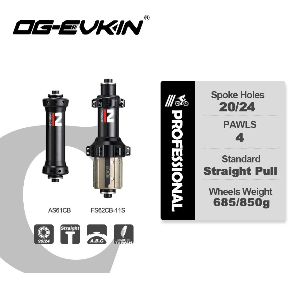OG-EVKIN RW-002 Carbon Wheels Clincher 45mm Depth 25mm Outer Width V-Brake Carbon Wheel For Road Bike 700c UCI DT350 Wheelset
