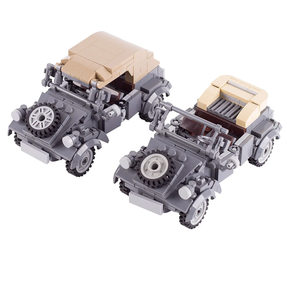 

WW2 Germany Army Soldier Jeeps VW82 Kubelwagen Vehicle Building Blocks Military Accessories Car Model Bricks Toys Kids Gift D210