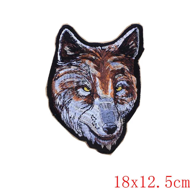 Wolf Head Iron on Patches for Clothing DIY Embroidery Stripe on Clothes Animal Sequin Applique Badge Applique Cloth Fabric Craft 1117