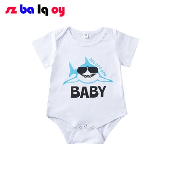 

The Girl, New 2020 Short sleeve jumpsuit for boy Shark print Children climbing Light and breathable Baby jumpsuit