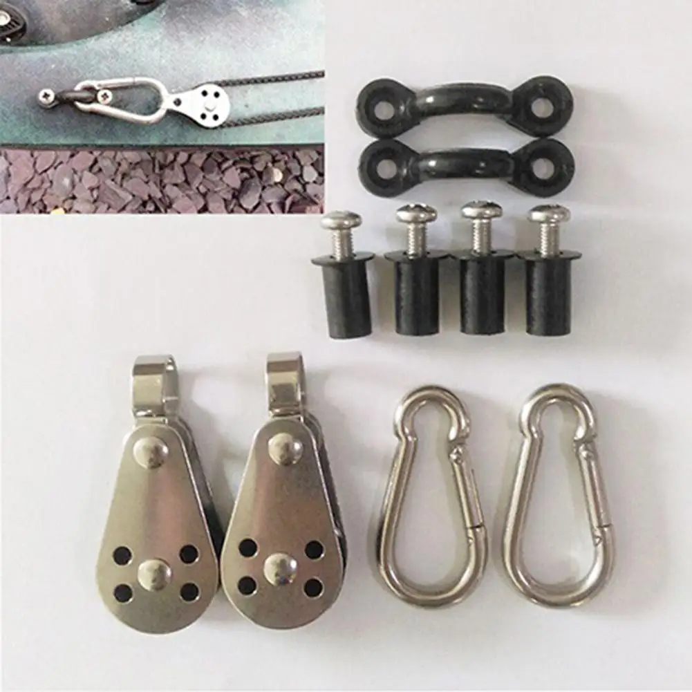 Kayak Canoe Anchor Trolley Kit Water Sports Cleat Rigging Ring Pulleys Pad Eyes Well Nuts Screws Kayak Accessories Set
