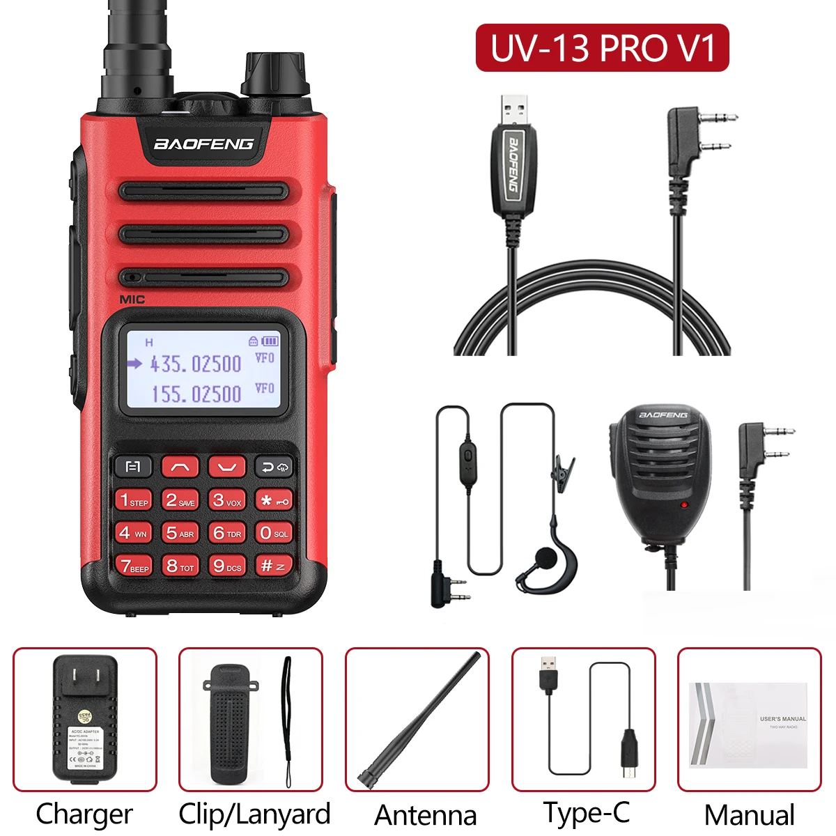 best buy walkie talkie Baofeng UV 13pro 10W 8800mAh Powerful Walkie Talkie with USB Charger Long Range Ham Two Way Radio UV13 PRO Upgrade UV-5R UV-10R long distance walkie talkie Walkie Talkie