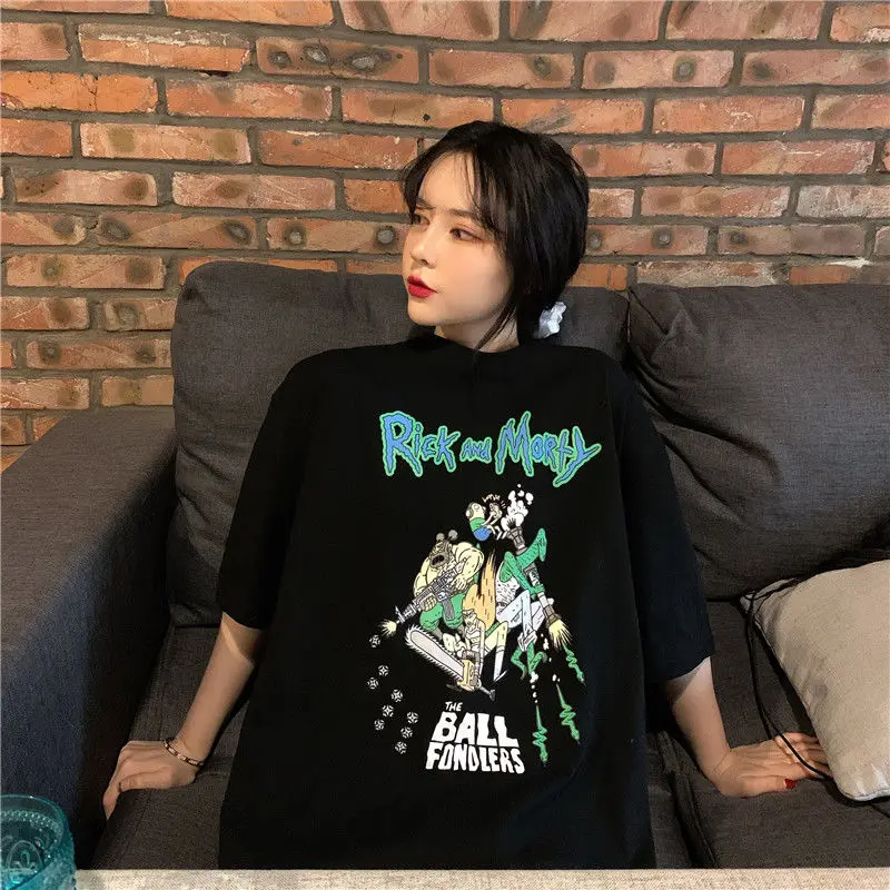 harajuku vintage aesthetic gothic graphic punk clothes Game print Women's t-shirts korean cotton Black Oversize dropshipping Top